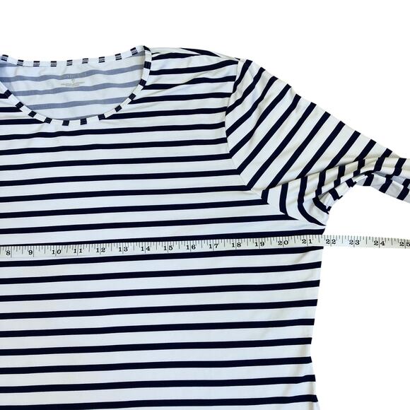 Lands’ End Womens Sz XL Nautical Striped Long Sleeve Rash Guard Top Nylon - Picture 12 of 15
